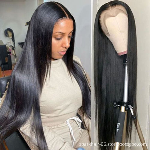 Wholesale Cheap Brazilian Human Hair Transparent Front Lace Wigs, Peruvian Wig Virgin Raw Hair Full Lace 30 40 Inch Wig Straight